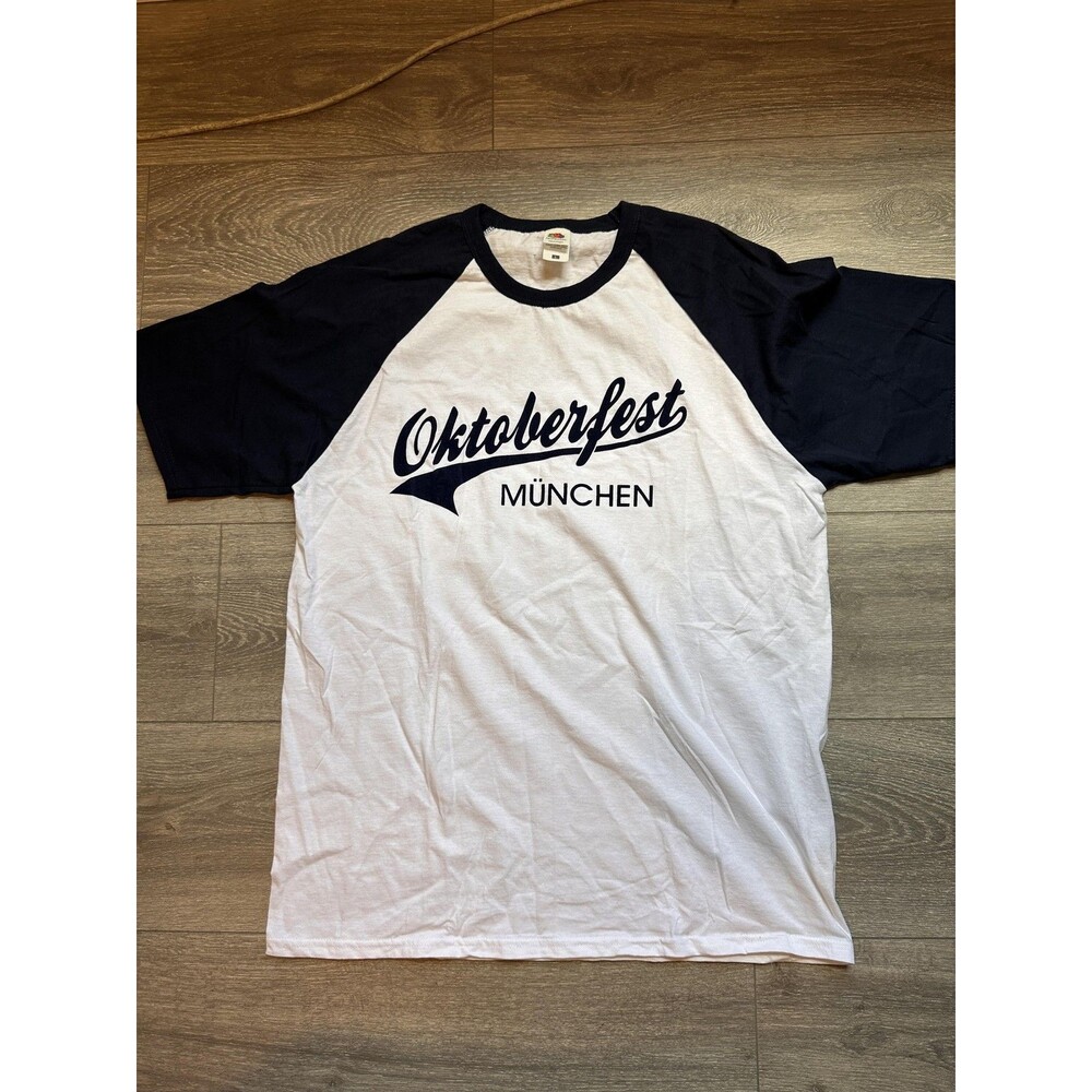 Shirt Mens Large White Navy Oktoberfest München Raglan Tee